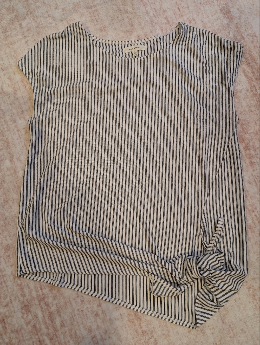 Striped Navy and White Knit Top - Max Studio